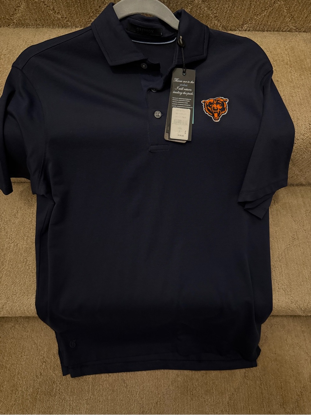 Men's Navy Polo with Embroidered Bear Logo